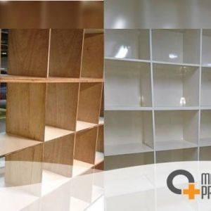 Reforma da estante antes e depois.